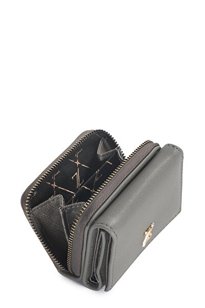Zühre Snap and Zipper Detailed K.Gray Mini Wallet Zc026