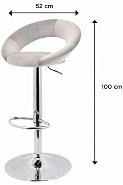 Vanity Living Velvet Bar Stool, Modern Adjustable Seville Cream Upholstered High Bar Chair, Armless