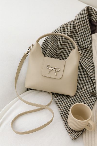 Mopia Bow Viral Cream Women's Mini Hand Messenger Bag