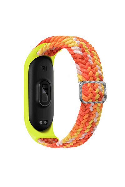noktaks Xiaomi Mi Band 3 Compatible - Lanyard Braid Lanyard - Krd-49 - Colorful Orange - T18934