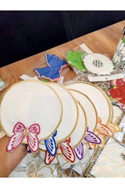 miras home 6 Adet Mix Renkli Kelebek Figürlü Kahve Sunum Mendili, Servis Peçe...