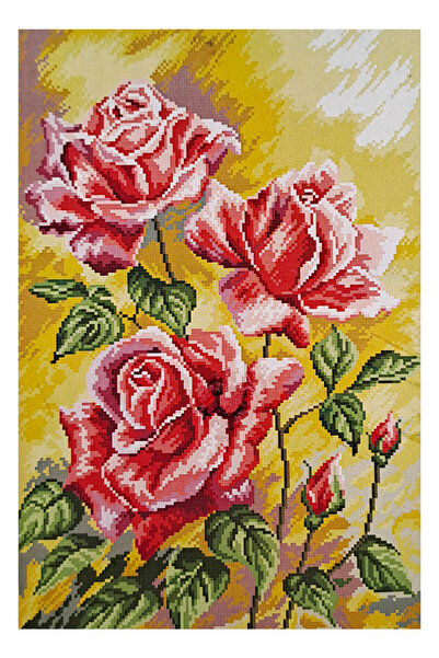 ElkaHobi Goblen Etamin İşleme Seti 40x50 cm Güller Deseni