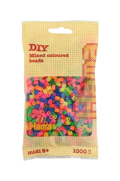 Hama Midi Boncuk 1000'lik - Karışık Neon Renkler