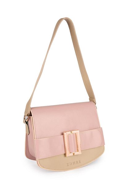 Zühre Accessory Detailed Dusty Rose Handbag Z0005