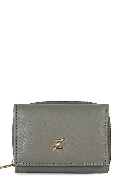 Zühre Snap and Zipper Detailed K.Gray Mini Wallet Zc026