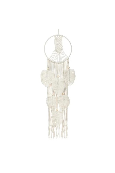divendi-ro Wall decoration, round, with fringes and leaves, diameter 25x100cm, beige