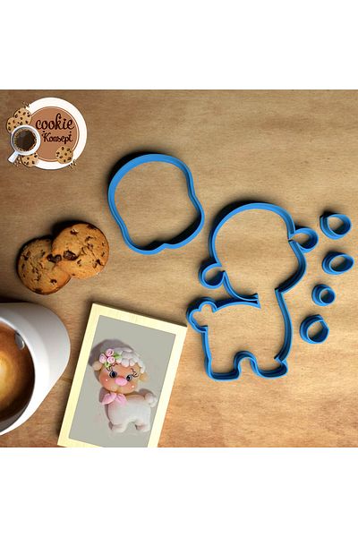 CookieKonsept مجموعة قوالب استحمام الطفل على شكل خروف مزرعة - متوافقة مع البسكويت والعجين والطين