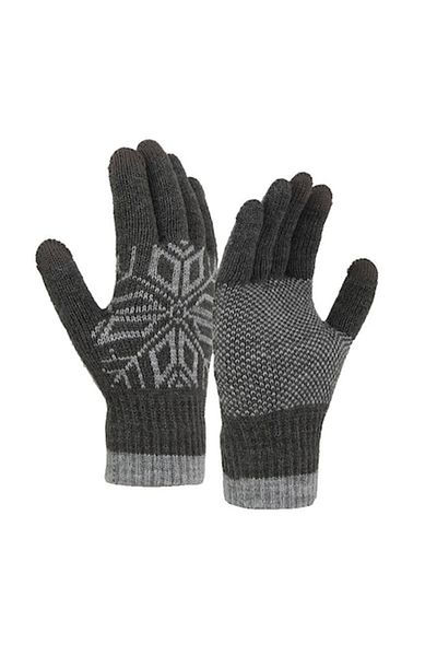 GABIANO Men's Gloves, Snowflake Model, Touchscreen Function, Grey