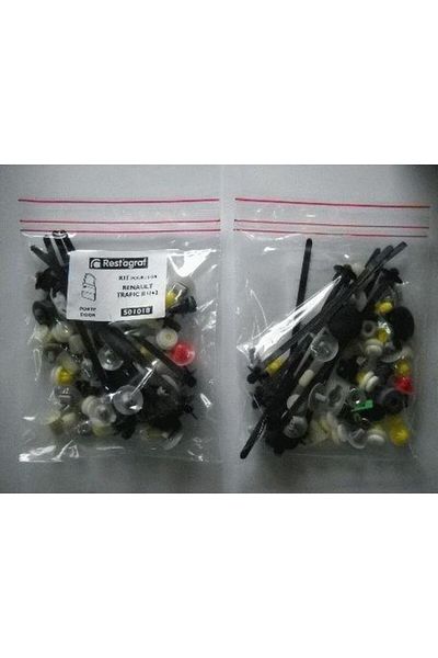 RESTAGRAF Car door mounting clip set A501018, made of plastic, compatible with Renault Trafic I