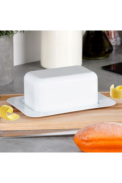 shumee White steel butter dish