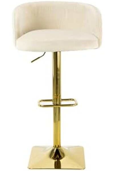 Vanity Living Modern 1 Velvet Bar Stool, Modern Cream Bar Chair with Adjustable Height, Gold Base Ac