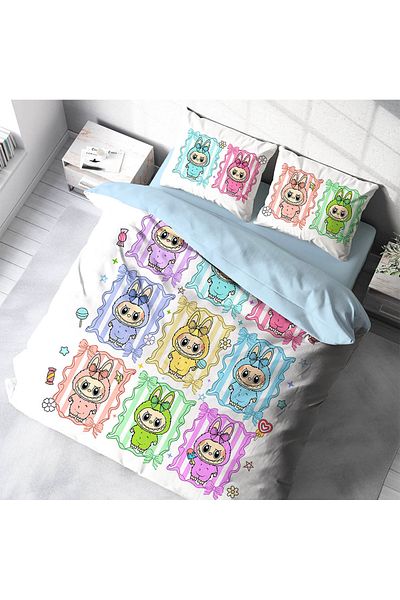 hediyechy Gifts Duvet Cover Labubu Themed 3D Printed Double Duvet Cover Set