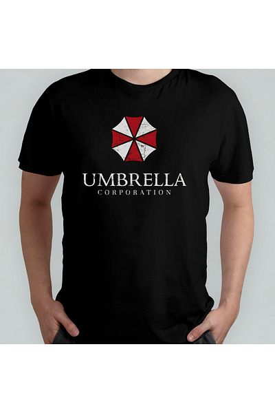 Pixxa Resident Evil Umbrella Corporation 100% Cotton Crew Neck T-Shirt Model 1