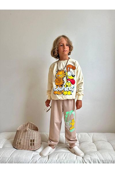 YİGİT BUTİK Printed Long Sleeve Boys Bottom Top Set