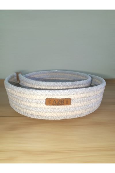 AZR HOME DESİGN Natural Jute Rope 2Pcs Organizer Basket Multipurpose 20X6 15X6