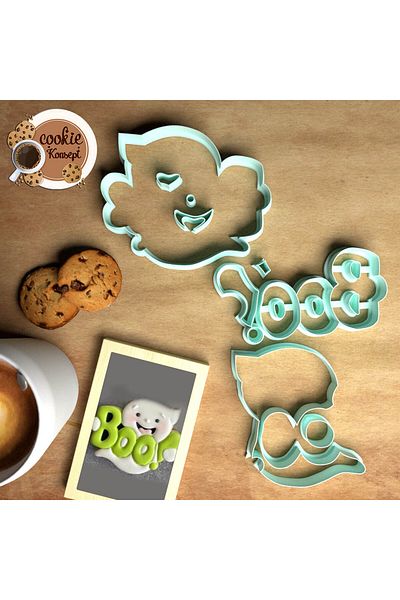 CookieKonsept مجموعة قوالب استحمام الطفل الشبح - متوافقة مع البسكويت والعجين والطين