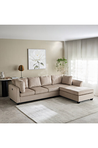 Home Box أريكة قماشية زاوية قابلة للعكس من Urbandale بأربعة مقاعد مع حاملات أ...