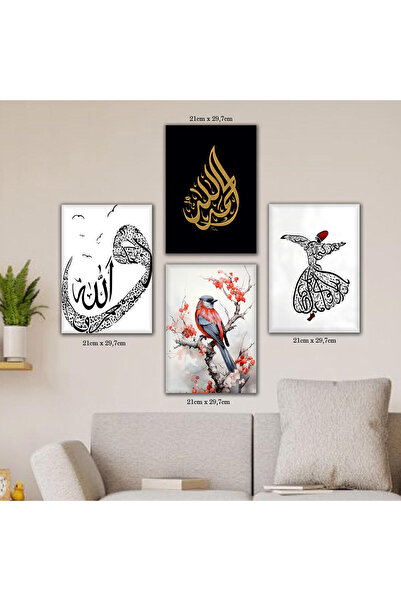 Automod mevlana dini tablo tabela HD baskılı 4lü kumaş baskı tablo resim