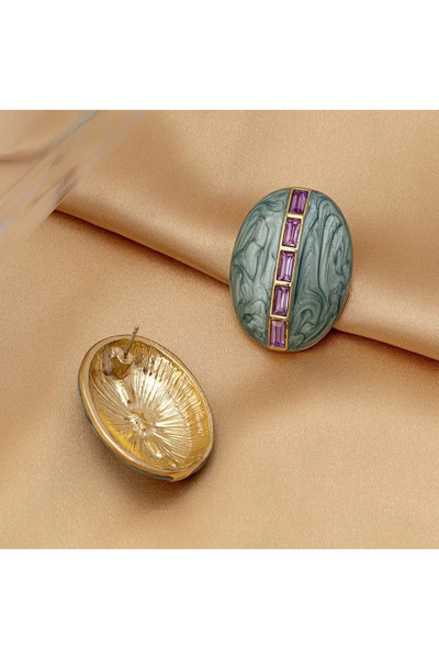 by evrenmusti Amethyst Stone Design Earrings