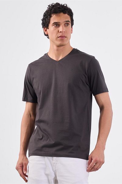 Dufy Anthracite Plain Men's T-Shirt - Slim Fit