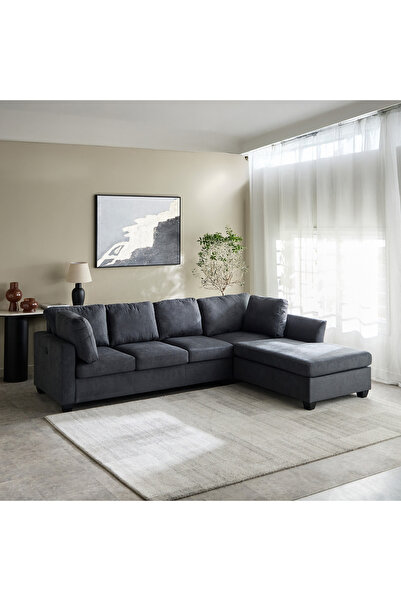 Home Box أريكة قماشية زاوية قابلة للعكس من Urbandale بأربعة مقاعد مع حاملات أ...