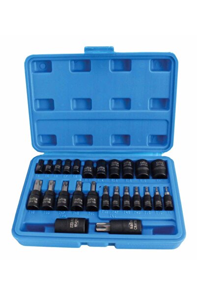 Techman ﻿SET CHEI BITI TORX T8-T60 TUBULARE PROFIL E E4-E20 1/4 3/8 1/2 25 PIESE