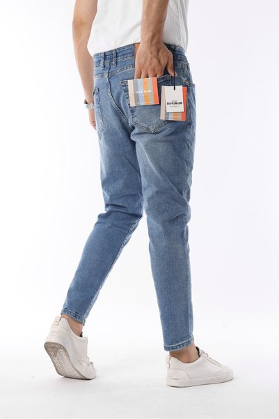 fashionistanbul Men's Elastic Comfortable Fit Gabardine Pants Light Blue