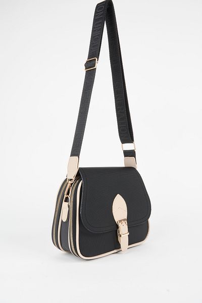 Vivaq Women's Clover Black Mink 4 Pocket Cover Zipper and Snap Closure Arm and Shoulder Bag