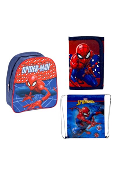 SPIDERMAN Set ghiozdan, 26x22x10 cm, sac sport si portofel, multicolor,