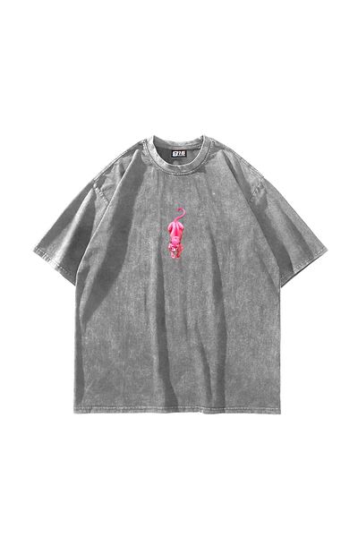 Sekizbiraltı Pink Panther Printed Oversize Unisex Washable White Tshirt