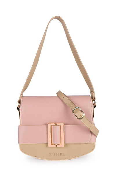 Zühre Accessory Detailed Dusty Rose Handbag Z0005