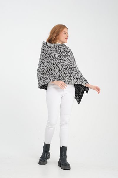 T Crazy T-Crazy Knitwear Leopard Print Winter Knitwear Shawl, Double Layer and Double Sided Knitwear Knitted Shoulder Shawl