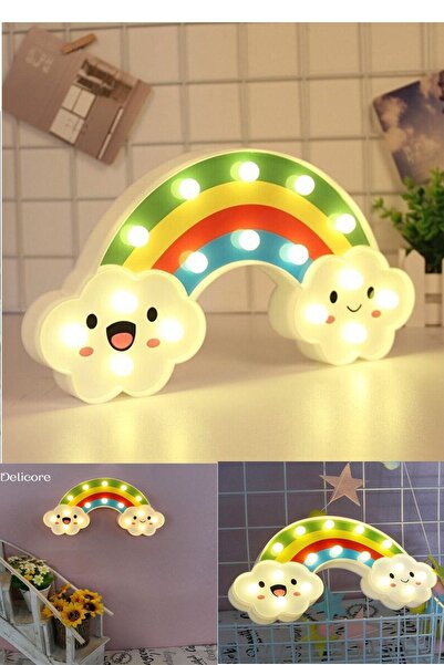 Kiesa Dekoratif Gökkuşağı Led Lamba Masa Duvar Gece Lambası Bebek Oda Lambası