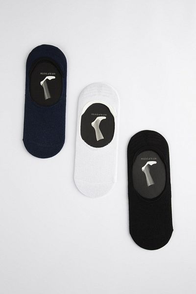 Roff Men's 3-Piece Seamless Plain Combed Cotton Silicone Suba Ballerina Socks