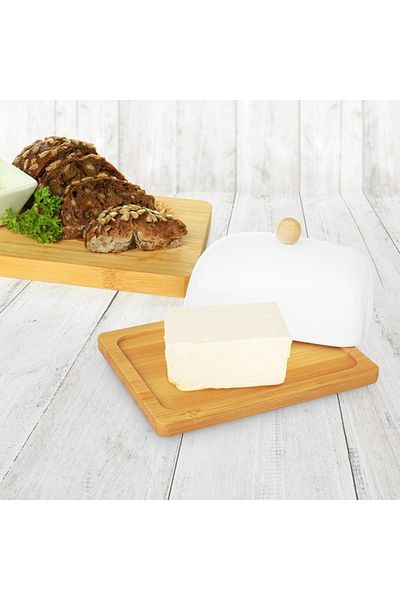 shumee WHITELINE white porcelain butter dish