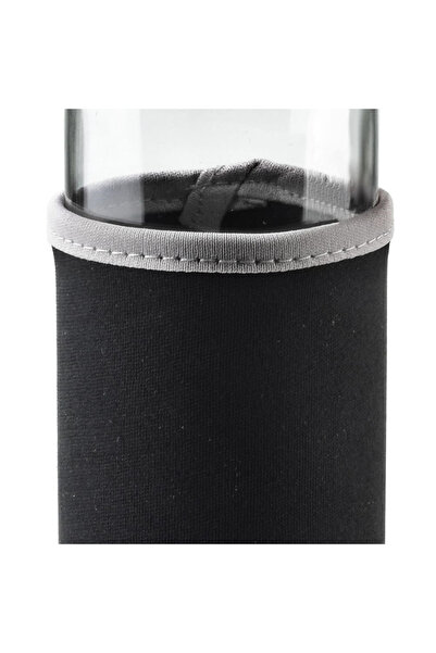 shumee Glass water bottle with lid, black, 490 ml