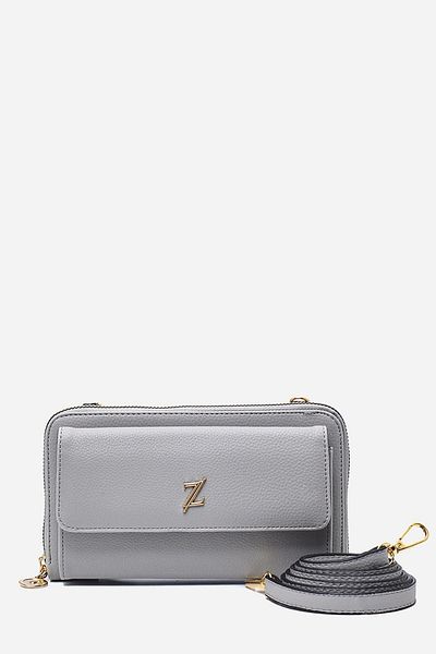 Zühre Light Gray Wallet with Double Eye Strap Detail Zc015
