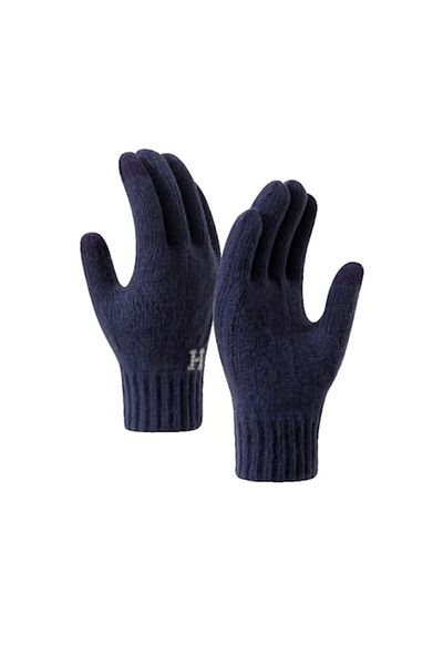 GABIANO Men's Gloves, Model H, Touchscreen Function, Knitted Acrylic, Elastic Cuff, Universal Size,