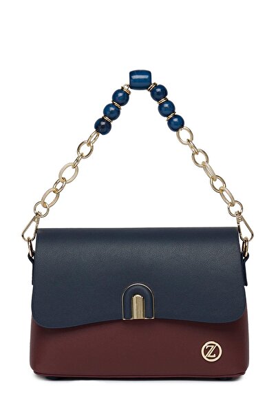 Zühre Burgundy Hand and Shoulder Bag with Bead Detail Z0038