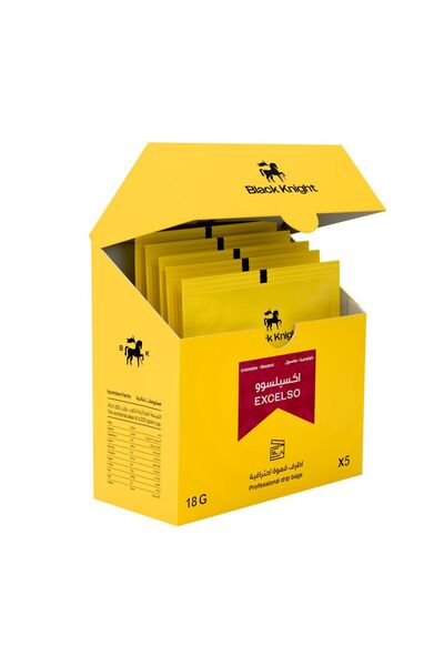 Black Knight أظرف قهوة إكسلسو من بلاك نايت روسترى ٥×١٥ جم