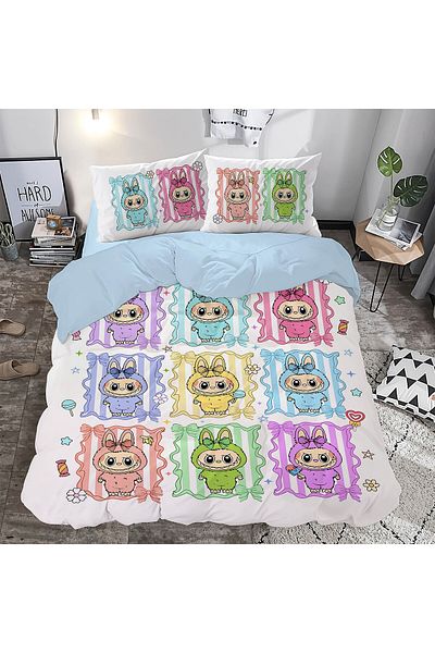 hediyechy Gifts Duvet Cover Labubu Themed 3D Printed Double Duvet Cover Set