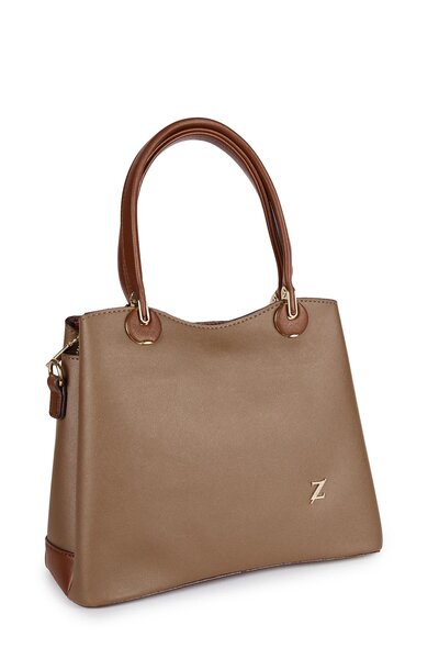 Zühre Mink/Tan Hand and Shoulder Bag with Strap Detail Z0014