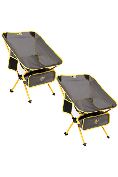Funky Chairs 2 Adet Pratik Cepli / Çantalı Kamp Sandalyesi Gri