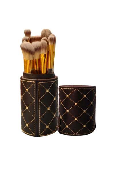 real beauty مجموعة فرش مكياج متعددة الأغراض - 12 قطعة ذهبي/أسود/بني