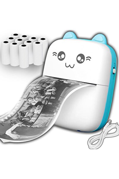 Retoo Mini imprimantă termică glow goods TechPro cu 11 role, Bluetooth 4.0, 1000 mAh