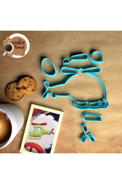 CookieKonsept مجموعة قوالب استحمام الطفل على شكل مروحية - متوافقة مع البسكويت والعجين والطين