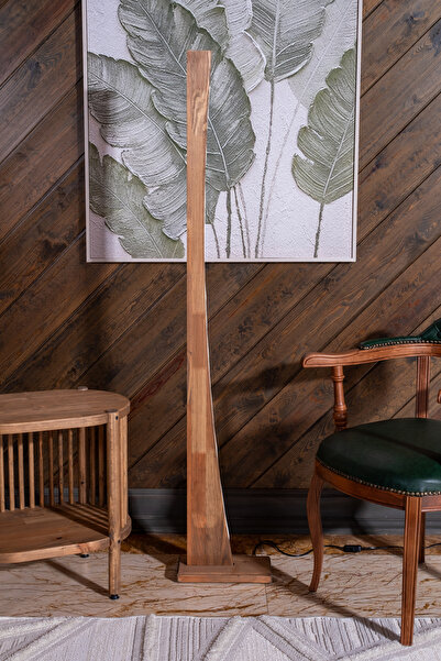 woodbaba Defne Rustik Modern Köşe Aydınlatma 150 cm | Koyu Ceviz Masif Ahşap Lambader