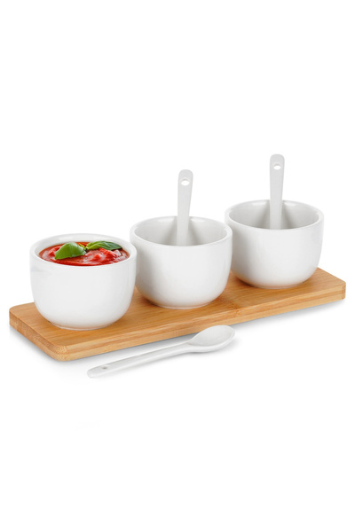 shumee Snack bowls with spoons, ceramic, white, 90 ml, 7 pcs.