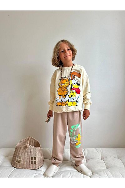 YİGİT BUTİK Printed Long Sleeve Boys Bottom Top Set