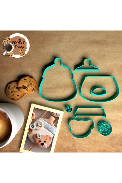 CookieKonsept مجموعة قوالب استحمام الطفل على شكل دمية دب - متوافقة مع الكعك والعجين والطين